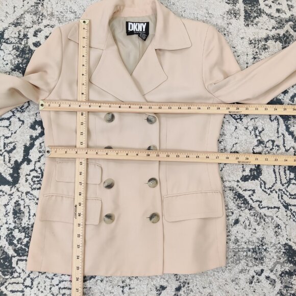 DKNY Women's Pea Coat Size 6 Beige Rayon Blend Quiet Luxury Business Casual Chic - Picture 5 of 9